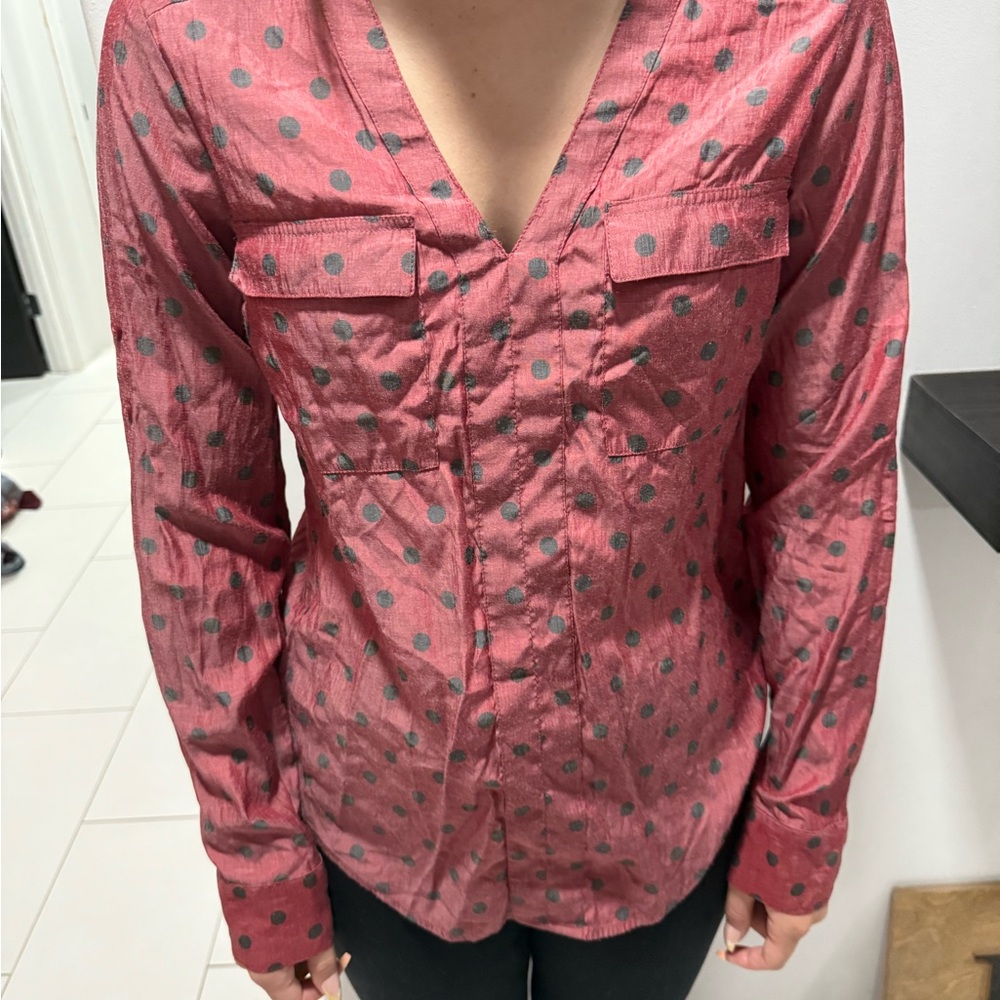 Express Red And Black Patterned Top - image 3